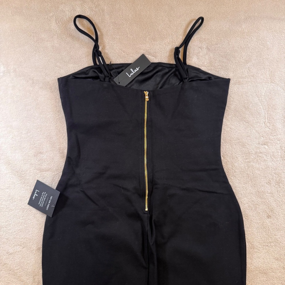 NWT Carolyn Bessette Minimalist Little Black Dress Chic Midi Slip Formal Party L - Picture 11 of 13